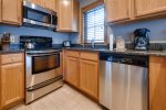 The condo has a fully equipped kitchen that includes a coffee maker, crock pot, microwave, toaster, blender and hand mixer. 